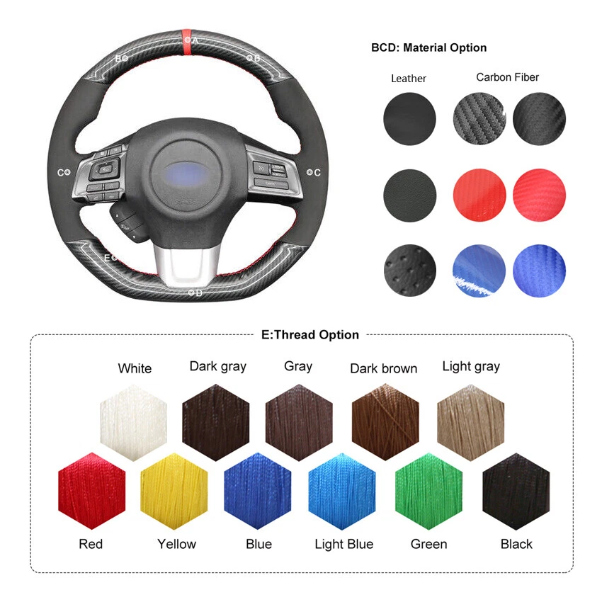 Custom Carbon Fiber Suede Steering Wheel Cover Wrap for Subaru WRX STI Levorg - Image 3 of 4