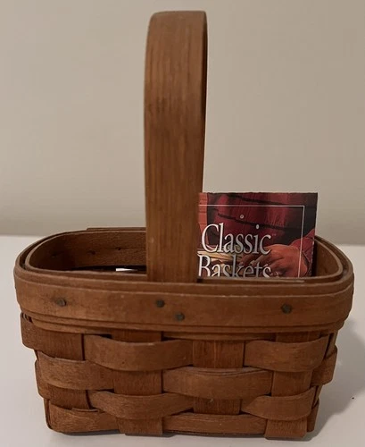 Longaberger Small Plain Basket 3” Handle 1988 6” X 3” X 3”