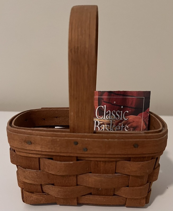 Longaberger Small Plain Basket 3” Handle 1988 6” X 3” X 3”