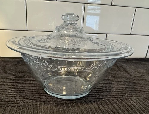 Vintage Anchor Hocking Fire King Blue Sapphire Philbe Glass Dish W Lid 7in