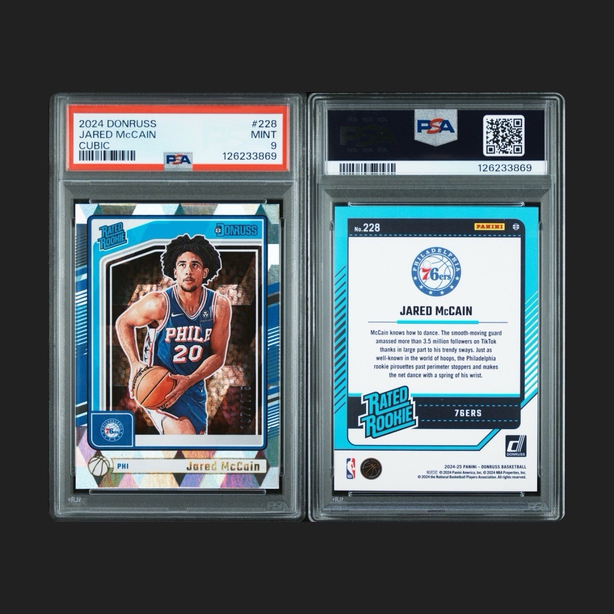 2024-25 Panini Donruss - Rated Rookie Jared McCain #228 Cubic /175 (RC)