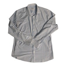 Mizzen Main Leeward Shirt Mens XL Blue Trim Fit Gingham Button Down Stretch