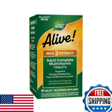 Nature's Way Alive Max3 Potency Adult Complete Multivitamin, High Potency B-Vit