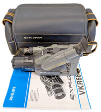 Videocamera vintage Philips Explorer VKR6847 con custodia e istruzioni (non testata)