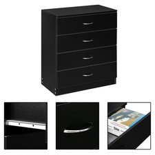 4 Drawer Dressers for Bedroom Wooden Chest Storage Cabinet Organizer Unit Black