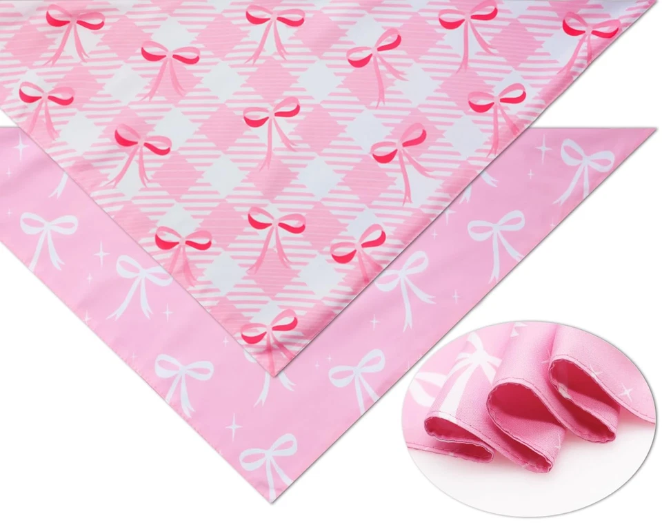 Pink Bow Dog Bandanas,Pink Christmas Scarf for Girls,Cute Coquette Bowknot Do... - Image 3 of 4