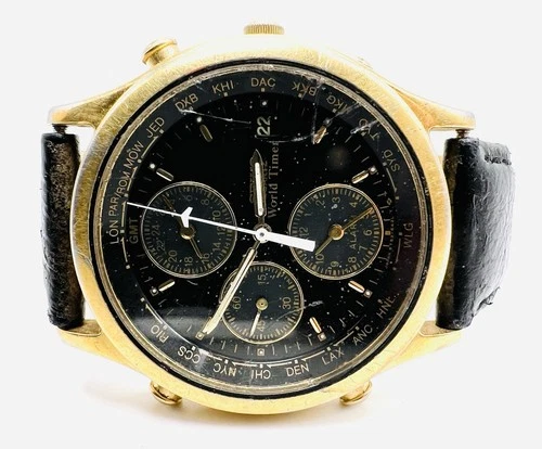 Vintage Rare Seiko World Timer Alarm Watch 38mm Sub Dials 5T52-6A38 (Repair?)