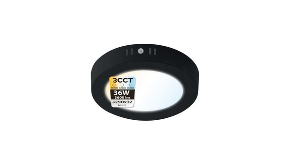 8683684229138 Plafon LED 36W, 3600Lm, 3CCT, IP20, OkrąGłY, Czarny, Milena Horoz-image