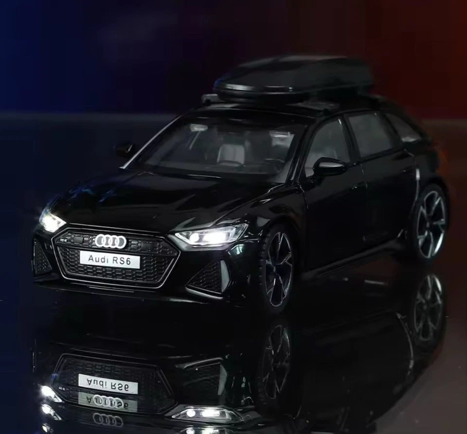 Modellino Alluminio Audi RS6 1/32 Nero Lucido Con Porte Apribili Nero o Grigio - Immagine 2 di 4