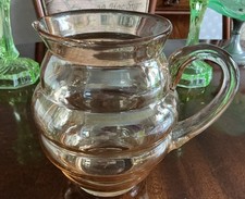 Fabulous Super Large Amber Lustre Chunky Vintage Beehive Style Glass Jug 6”