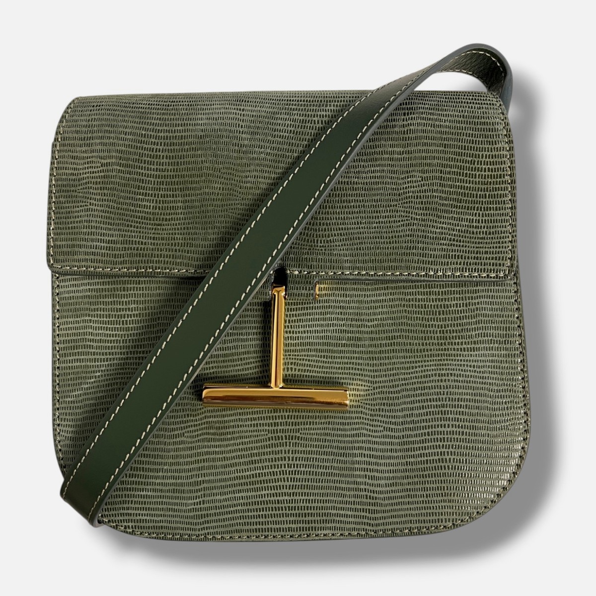 Tom Ford Women's Green Tara Mini Lizard Suede Leather Crossbody