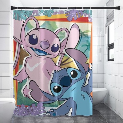 Great! Stitch And Angel Print Waterproof Shower Curtain 72'' x 80'' With Hooks