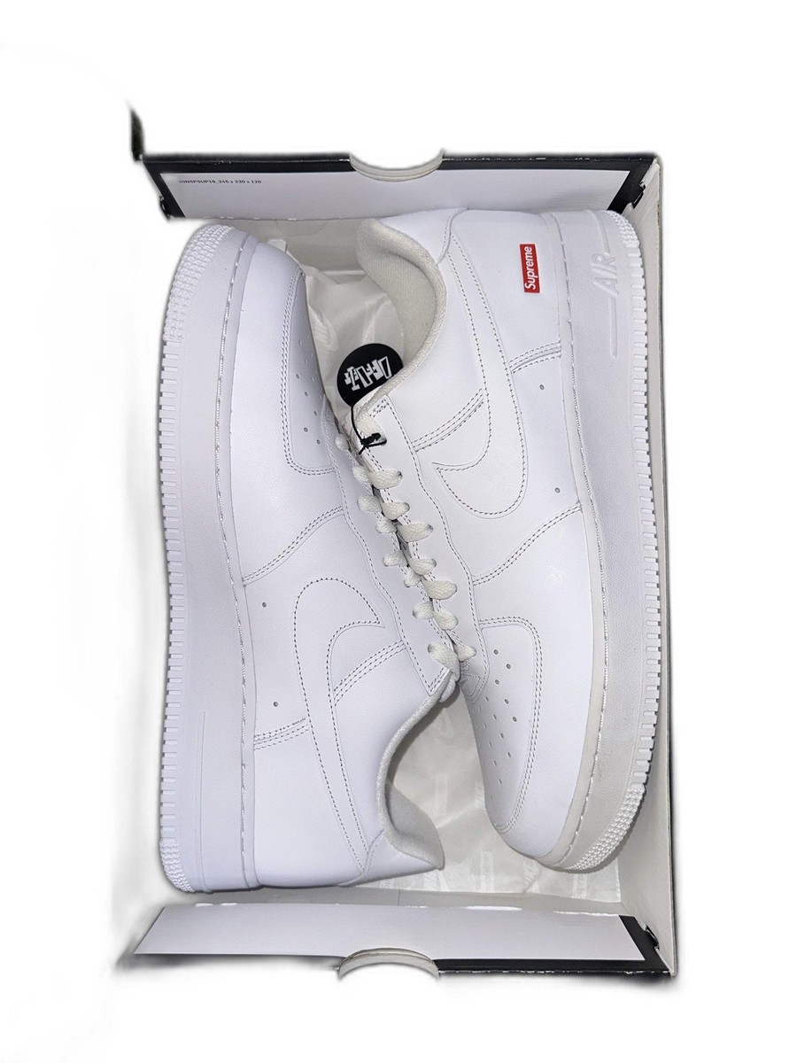 Size 13 - Nike Air Force 1 x Supreme Low Box Logo - White for sale