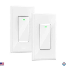Smart Light Switch 2-Pack, Voice Control, No Hub, Works with & Google Home