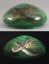 Antique Signed HANDEL Robert Godwin Reversed Painted Glass DRAGON Lamp Shade