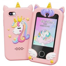 Unicorn Kids Smart Phone Toys for Girls Ages 3-7 with Dual Camera - Pink