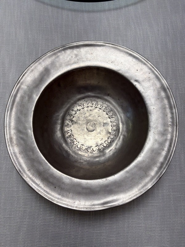 1750s 13.75" Jacob Isenheim Englisch Zinn Polished Pewter 3.10 Pound Bowl DMP
