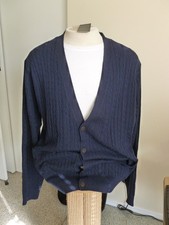 KALLSPIN Cardigan Sweater Men Sz XL Chest 48" Blue Cable Knit Cashmere Wool NWT