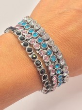 Femmes Bracelet Complet Bio Magnétique Tennis Boule Acier Inoxydable Bijoux