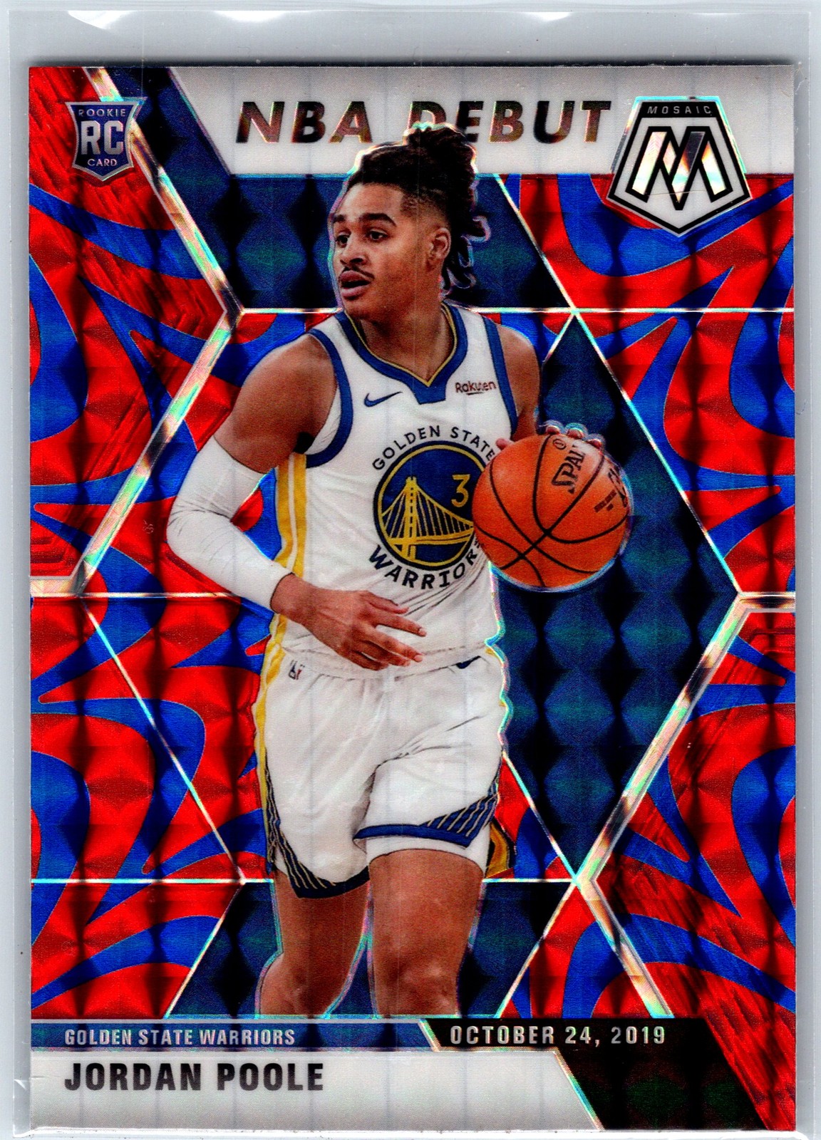2019-20 Panini Mosaic #261 Jordan Poole Reactive Blue