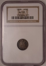 1859 Seated Half Dime PCGS AU53