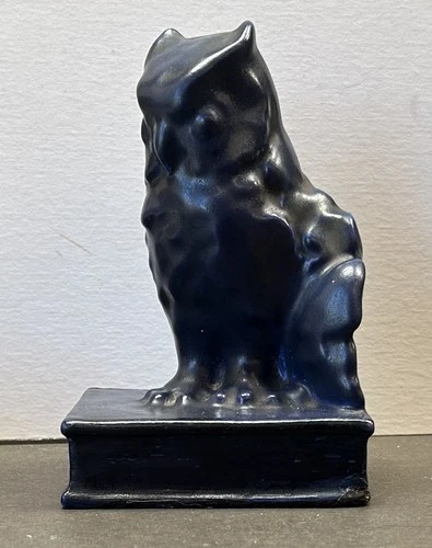 Nice 6” Single Rookwood Owl Bookend Cobalt  Blue Flowing Glaze 1924 #2655