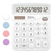 Basic Office Desktop Calculator 12 Digit Large LCD Display White School
