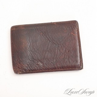 Brooks Brothers Chocolate Brown Waxy Leather 8 Slot Bifold Classic Wallet NR