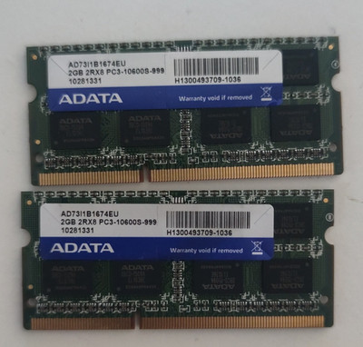 ADATA 4GB (2x2GB) DDR3 SO-DIMM PC3-10600S 204-Pin Arbeitsspeicher