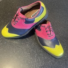 FootJoy MyJoys Pink Navy Lime Leather Golf Shoes UK 6.5 EU 40 US 7.5 - NEW