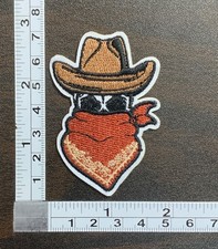 Cowboy Gunslinger Skull Bandana Wild West Embroidered Iron On Patch