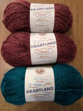 Lot of 3 Lion Brand Yarn Heartland 171 Cuyah Valley And Badlands NEW