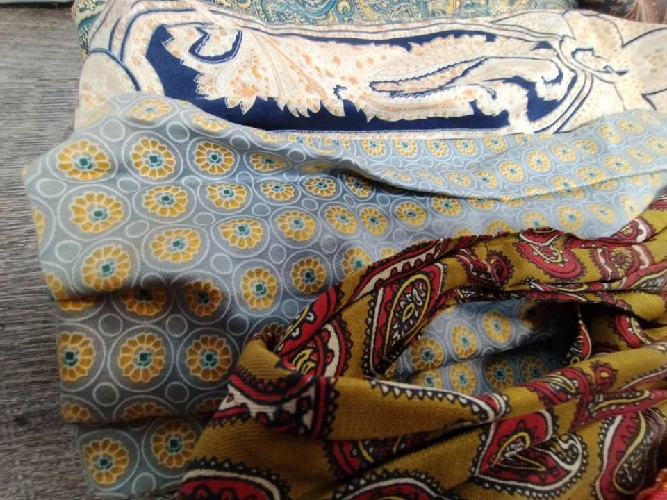 男式 Ascot Cravat 批量 12 件围巾 意大利丝绸佩斯利印花 复古  — 第 4/4 张图片