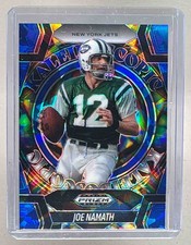 Joe Namath 2025 Panini Prizm Black #11 Blue Ice Kaleidoscopic /125