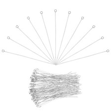 Stainless Steel Eye Pins 0.6mm/24 Gauge 60mm for Jewelry Making Silver,300pcs