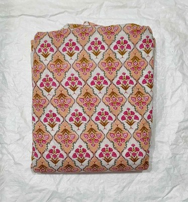 Indian Handmade Multi Pumpkin Print Dressmaking, Sewing Running Fabric 5 Yard US