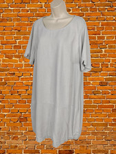 M&S COLLECTION GREY SUMMER DRESS PLUS SIZE UK 20 SHORT SLEEVE SHIFT LINEN BLEND