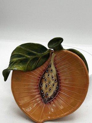Blue Sky Clayworks Peach Bowl Dish J McCall 2004 Fruit Ceramic Kitchen Decor