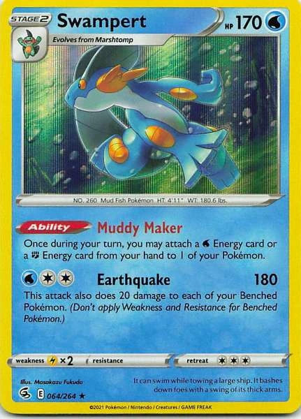 Swampert 64 Fusion Strike Holo Rare LP Pokemon TCG