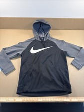 Nike Sudadera con Capucha Para Hombres Grande Negra Gris Dri-FIT Swoosh Pullover Sudadera Atlética