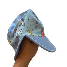 Swim Sun Hat Kids Blue Excellent Shark Print Flap Cap SIZE 24M