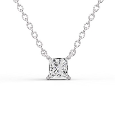 14K Weißgold 0,25 kt im Labor gezüchteter schwimmender Prinzessschliff Diamant Solitär Anhänger