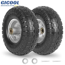2-Pack 4.10/3.50-4 Flat Free Tire & Wheel for Garden Wagon Hand Truck Trolley
