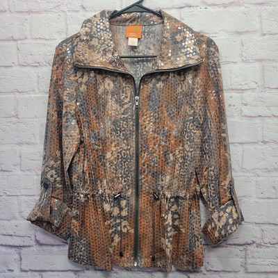 Hearts of Palm Shiny Animal Print Jacket Womens 8 Fairy Glamcore Shimmer Artsy