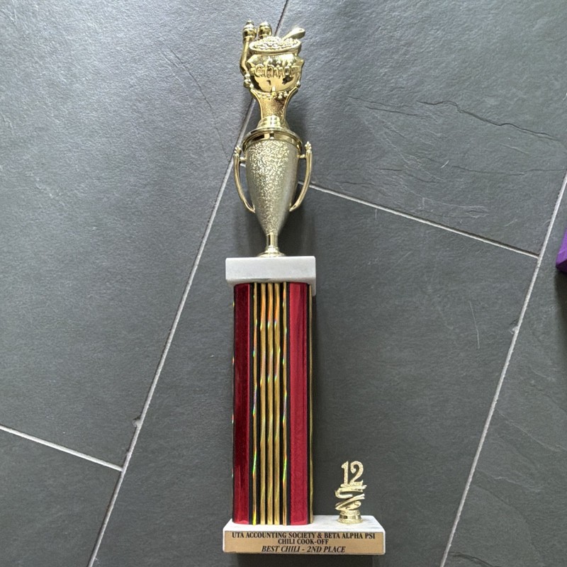 Accent Awards Engraved Chili Cook-Off Trophy Best Chili 2nd Place Red/Gold