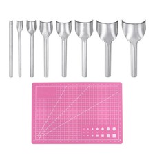 8pcs Leather Half Round Cutter High Speed Steel 5-40mm with Cutting Mat for 1/2
