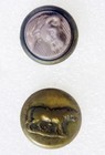 (2) Antique Horse Buttons Tin Back with Celluloid Face 5/8" Dia Saddled Horse — photo 3