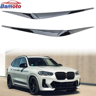 2× Für BMW X3 G01 X4 G02 18-21 Scheinwerferblenden Stoßstange Schwarz Glanz