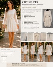 Ivory Dot Chiffon Dress Tie Waist Tiered Ruffle, City Studio Summer Essential
