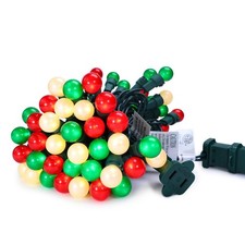 Red White and Green Christmas Lights G15 70 LED Globe String Lights Plug in C...